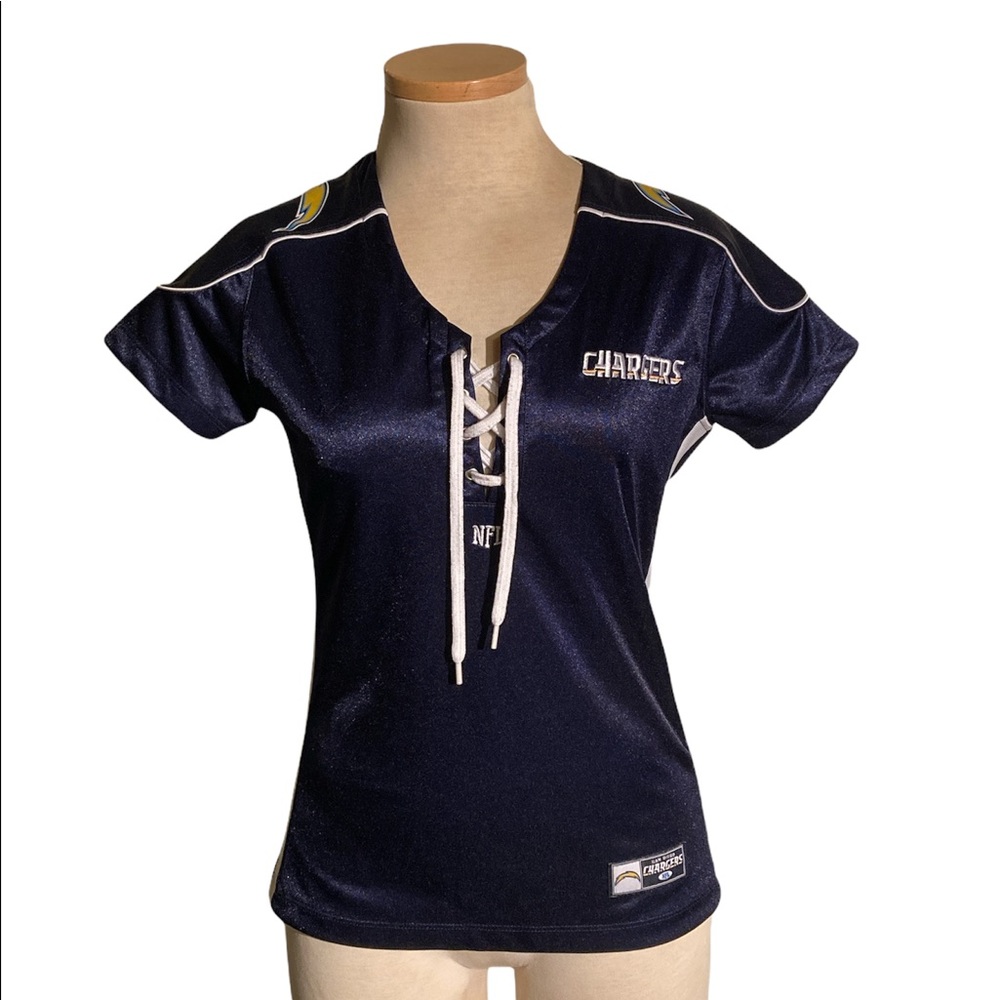 NFL Team Apparel Chargers Lace Up Jersey Short Sleeve Top Size S